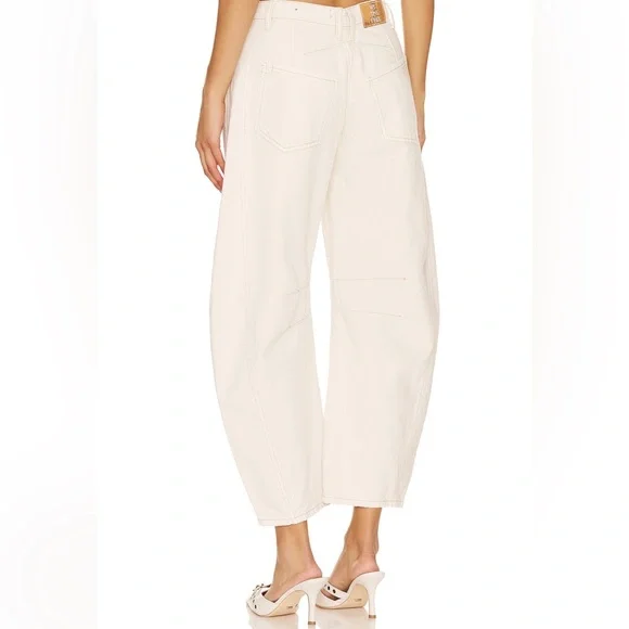 Free People x We The Free Cream Barrel Jeans - Picture 3 of 10